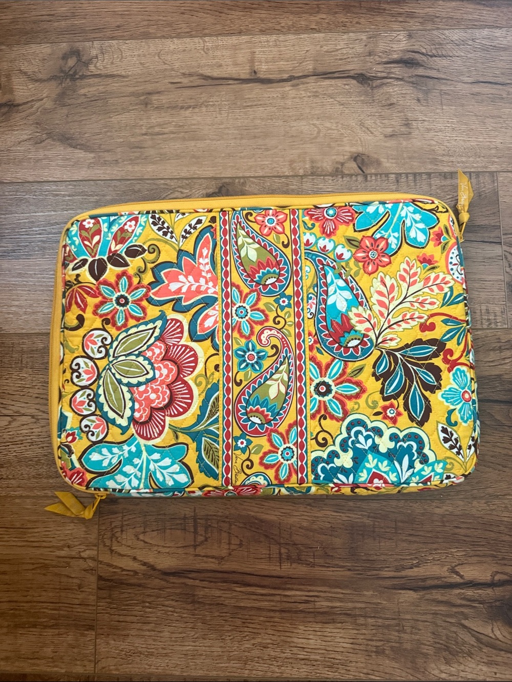 Vintage Vera Bradley laptop case Yellow Floral Quilted Travel case cover